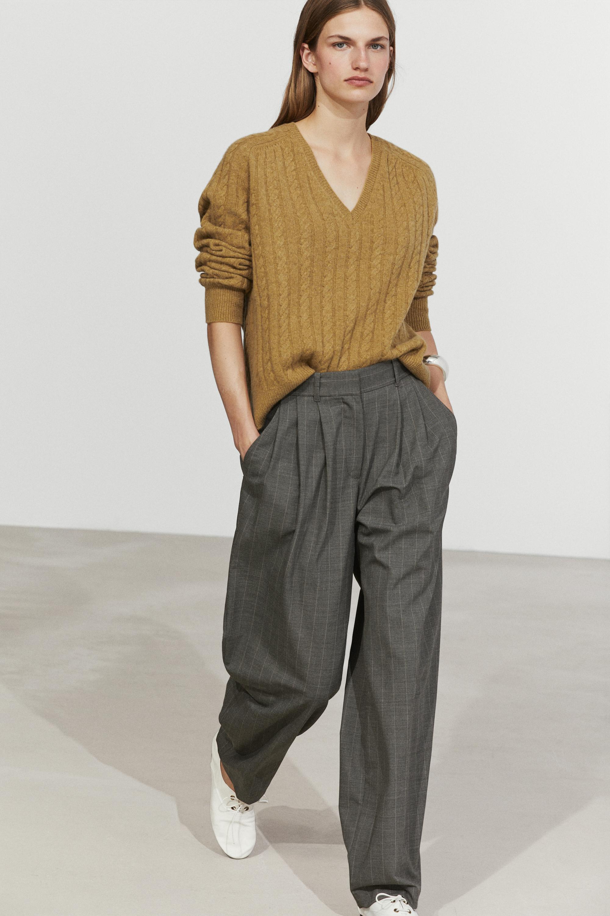Pinstripe carrot fit pants